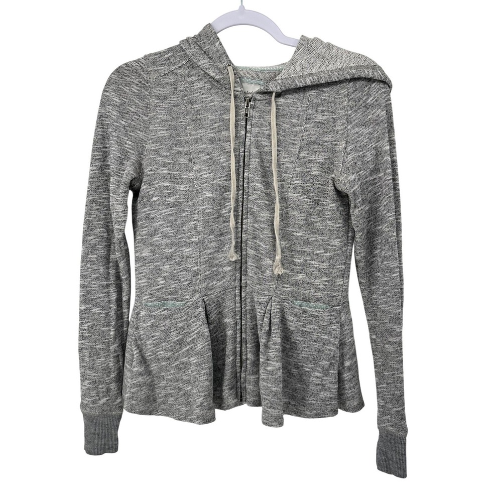 Saturday Sunday Anthropologie Grey Marl Peplum Zip Up Hoodie‎ XS